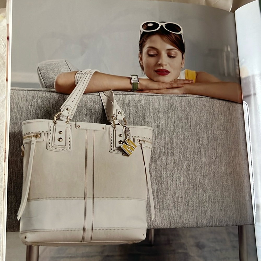 NWOT Coach 65th Anniversary Hampton Stripe Slim Tote Natural/WHT Carryall 10381